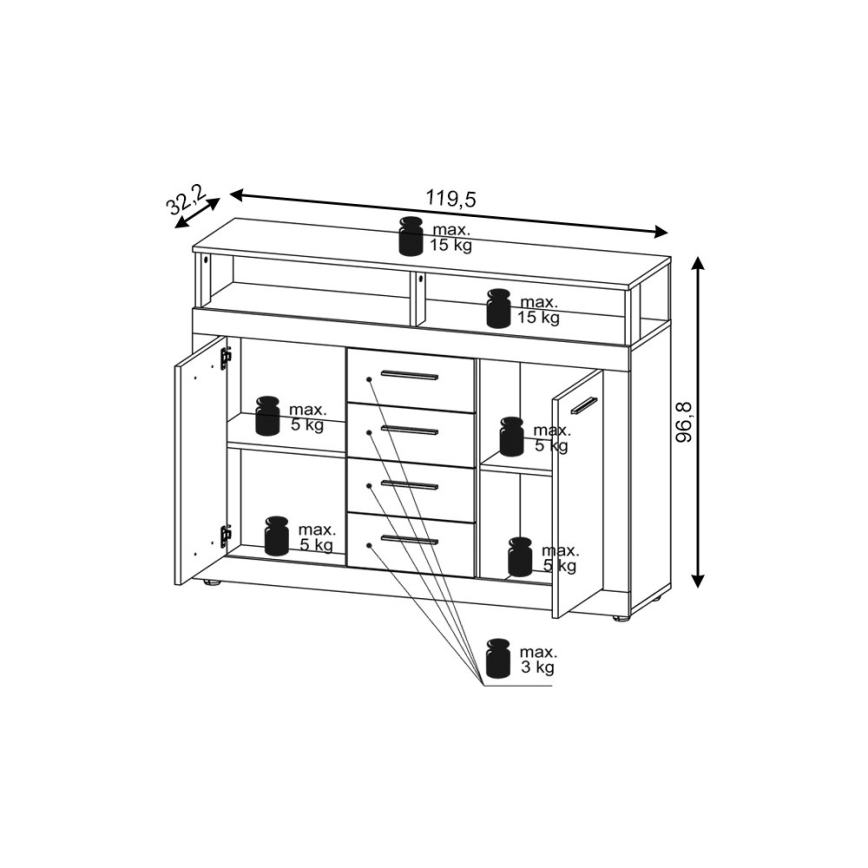 Komoda RUNA tmavě hnědá/antracit