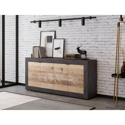 Komoda RUNEA 180x86x42 cm světle hnědá/antracit