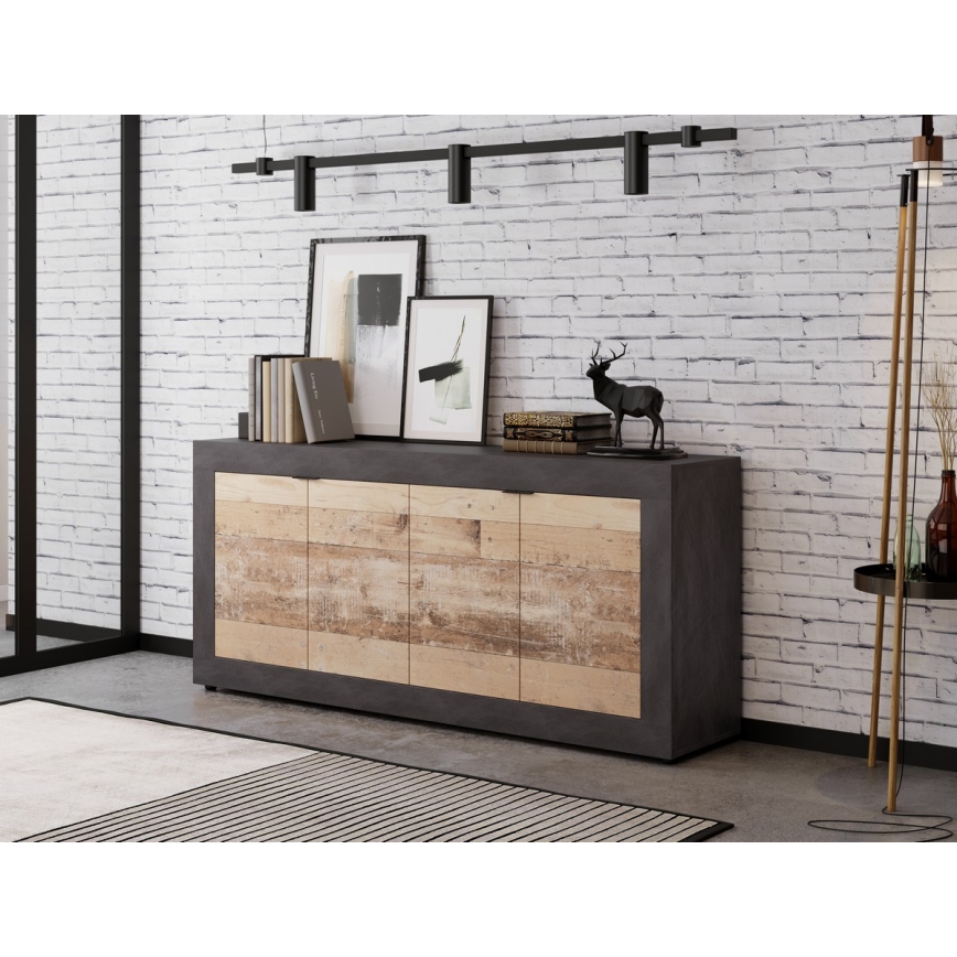 Komoda RUNEA 180x86x42 cm světle hnědá/antracit