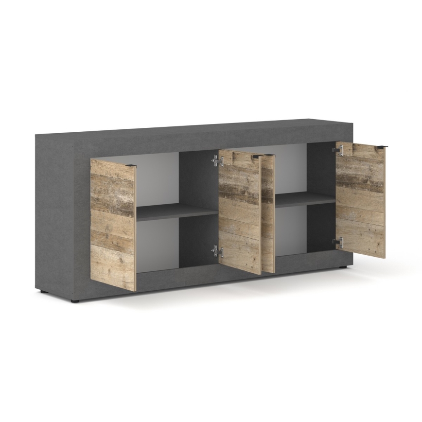 Komoda RUNEA 180x86x42 cm světle hnědá/antracit