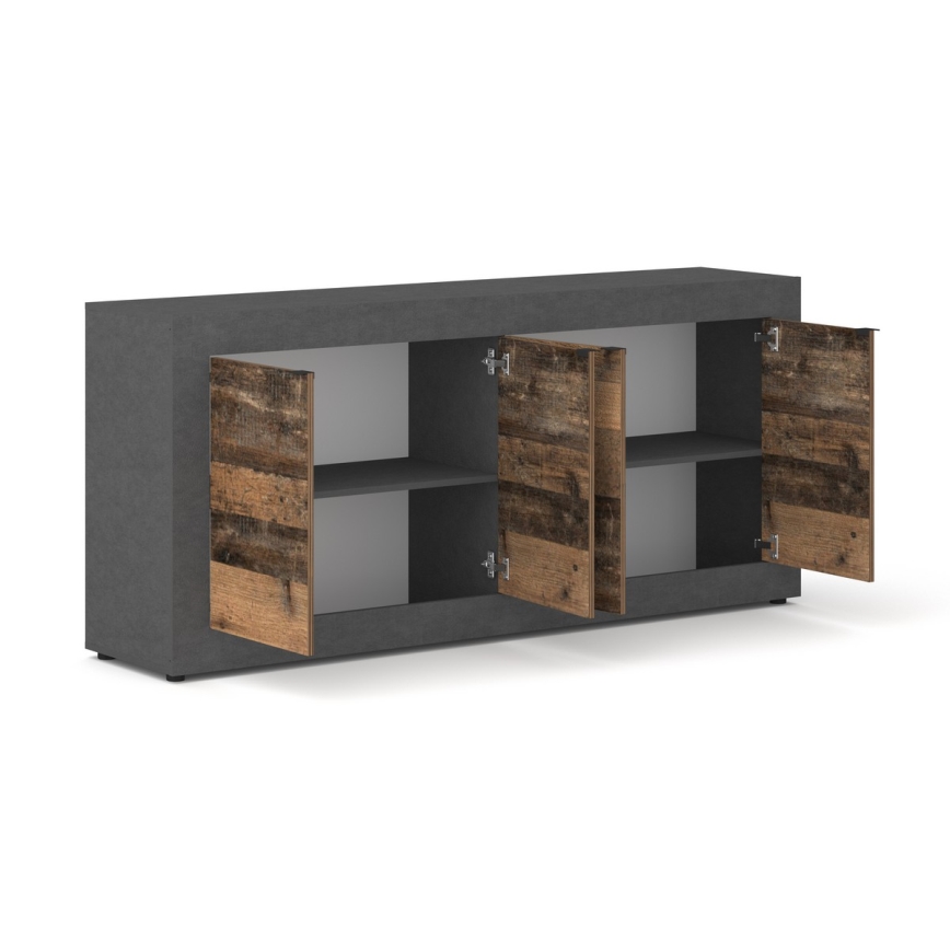 Komoda RUNEA 180x86x42 cm tmavě hnědá/antracit
