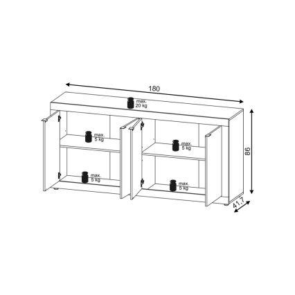 Komoda RUNEA světle hnědá/antracit
