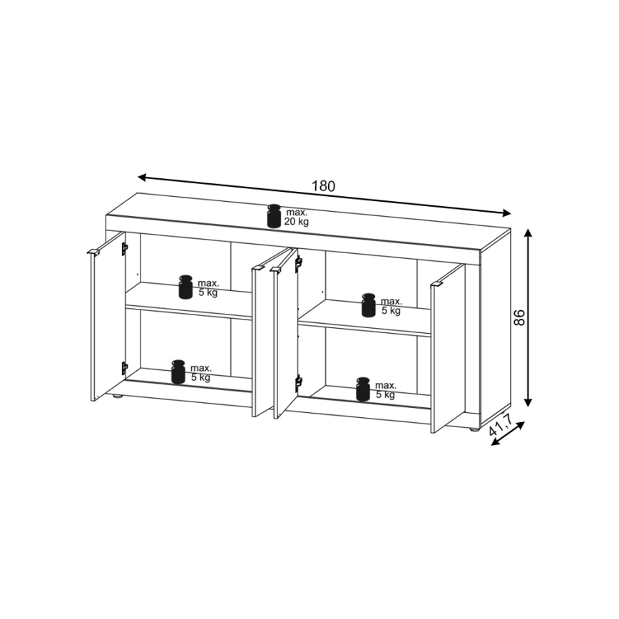 Komoda RUNEA světle hnědá/antracit