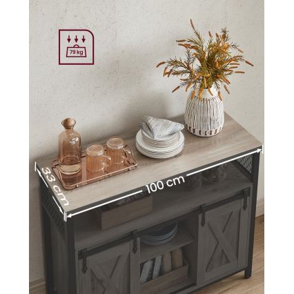 Komoda s posuvnými dvířky FIRA taupe/černá