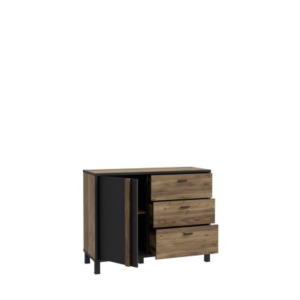 Komoda se zásuvkami OREN 110x85x42 cm hnědá/černá