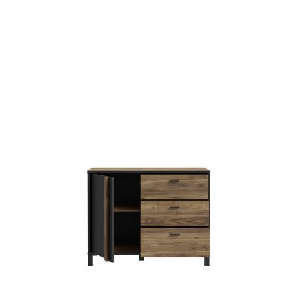 Komoda se zásuvkami OREN 110x85x42 cm hnědá/černá