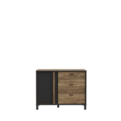 Komoda se zásuvkami OREN 110x85x42 cm hnědá/černá