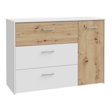 Komoda se zásuvkami URO 113x80x42 cm dub artisan/ bílá
