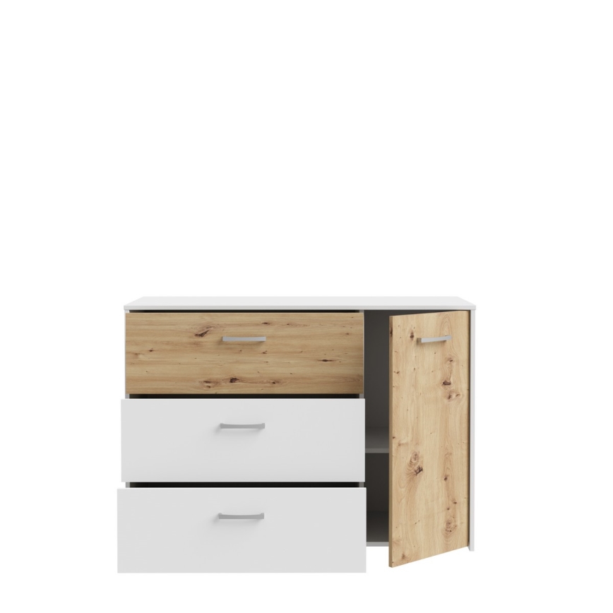 Komoda se zásuvkami URO 113x80x42 cm dub artisan/ bílá