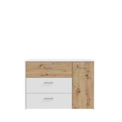 Komoda se zásuvkami URO 113x80x42 cm dub artisan/ bílá