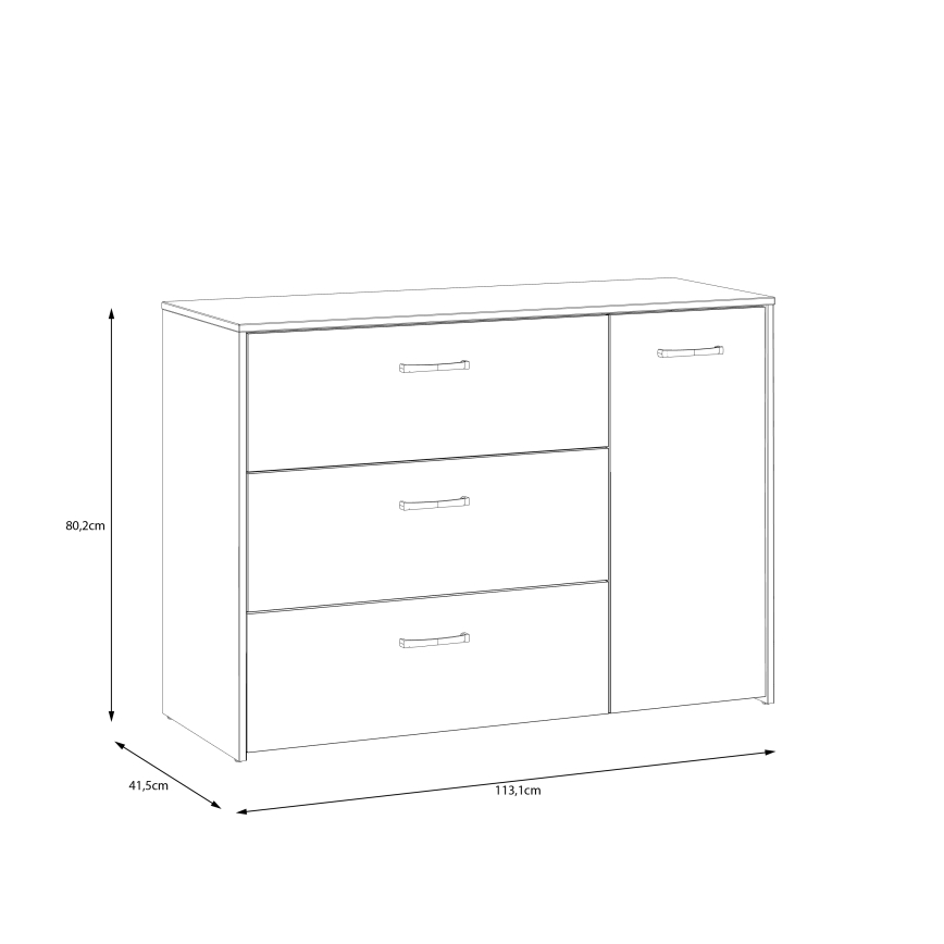 Komoda se zásuvkami URO 113x80x42 cm dub artisan/ bílá