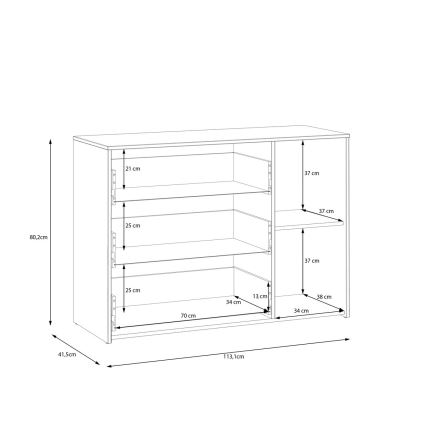 Komoda se zásuvkami URO 113x80x42 cm dub artisan/ bílá