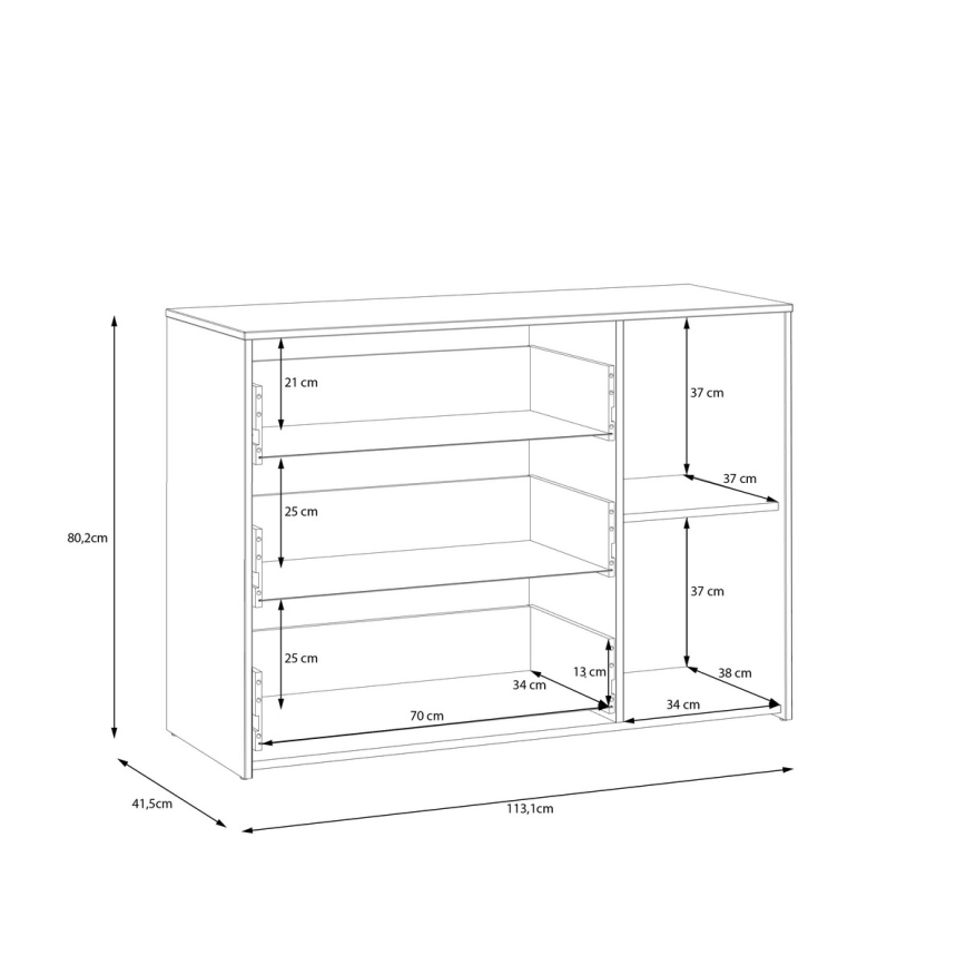 Komoda se zásuvkami URO 113x80x42 cm dub artisan/ bílá