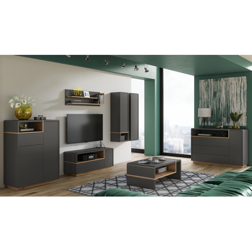 Komoda se zásuvkou FRED antracit/dub artisan