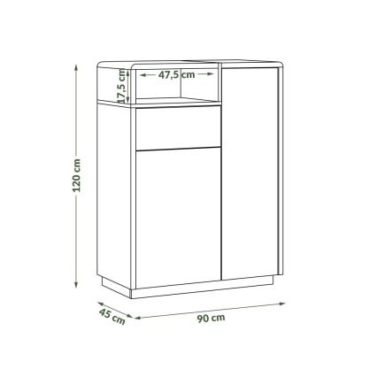 Komoda se zásuvkou FRED antracit/dub artisan