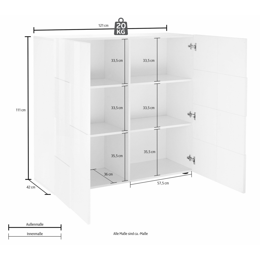 Komoda SERIAN 121x111x43 cm antracit