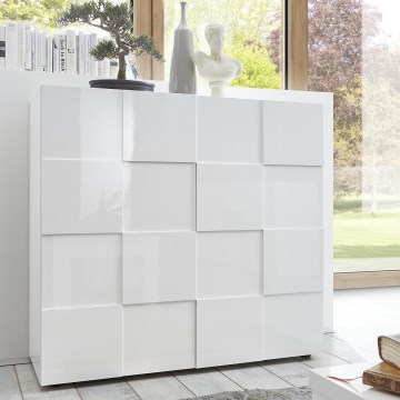 Komoda SERIAN 121x111x43 cm bílá