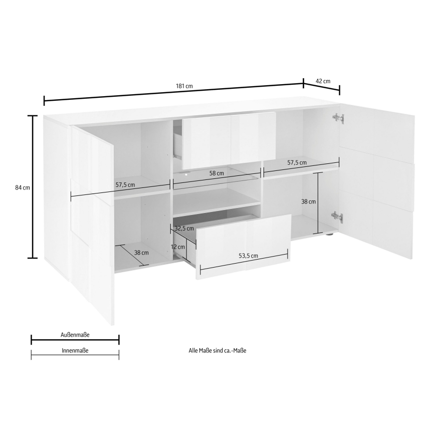 Komoda SERIAN 181x84x43 cm antracit