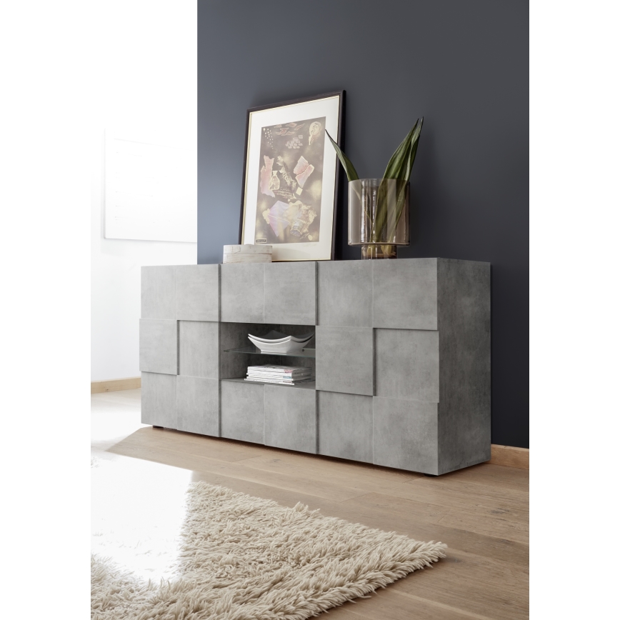 Komoda SERIAN 181x84x43 cm šedá beton