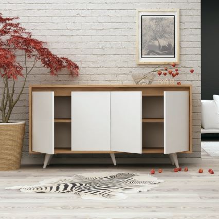 Komoda SHANS 140x86x40 cm hnědá/bílá