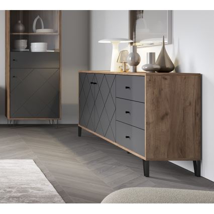 Komoda SULA 183x75x40 cm dub craft/černá