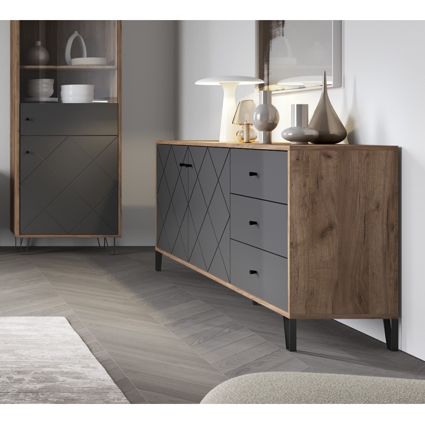 Komoda SULA 183x75x40 cm dub craft/černá