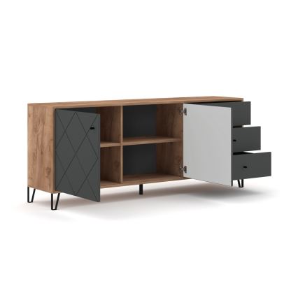Komoda SULA 183x75x40 cm dub craft/černá
