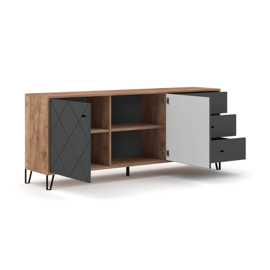 Komoda SULA 183x75x40 cm dub craft/černá