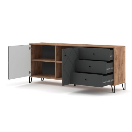 Komoda SULA 183x75x40 cm dub craft/černá