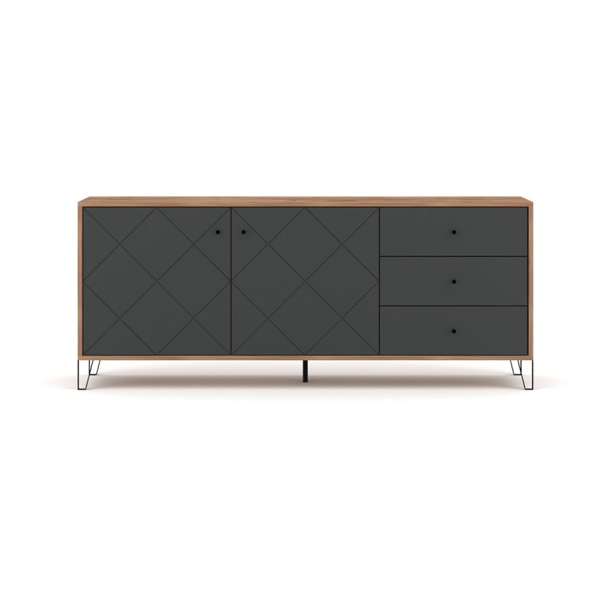 Komoda SULA 183x75x40 cm dub craft/černá