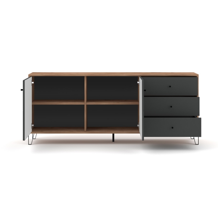 Komoda SULA 184x40 cm dub craft/černá