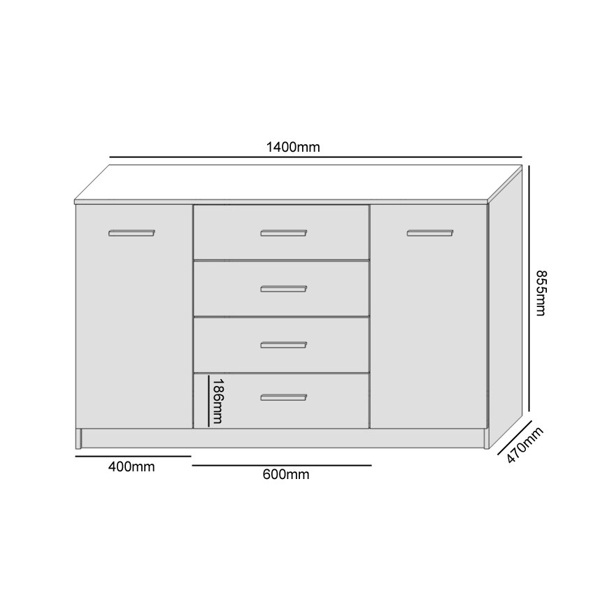 Komoda TAYLER 140x86x47 cm dub sonoma
