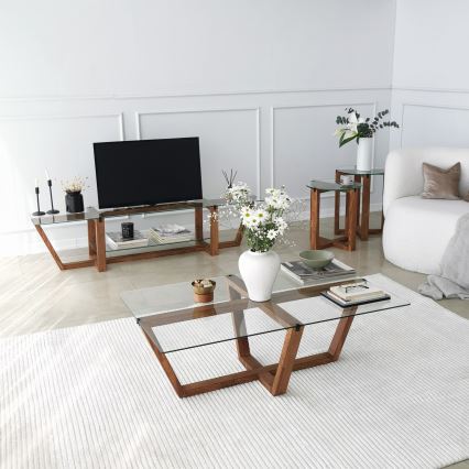 Konferenční stolek AMALFI 105x65 cm hnědá/čirá