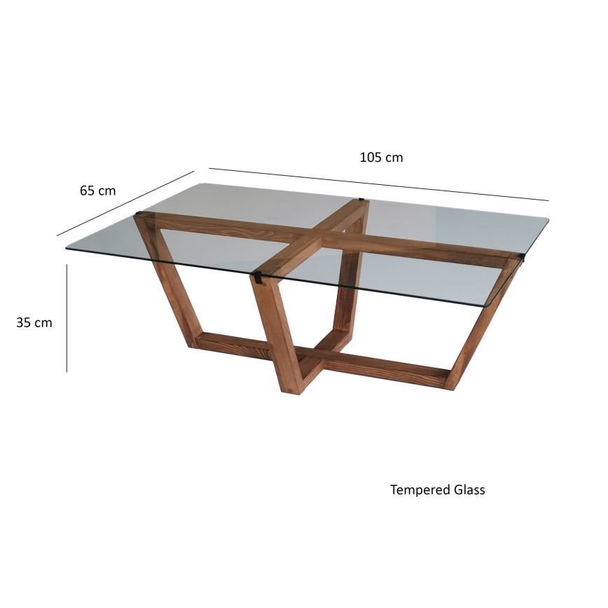 Konferenční stolek AMALFI 105x65 cm hnědá/čirá