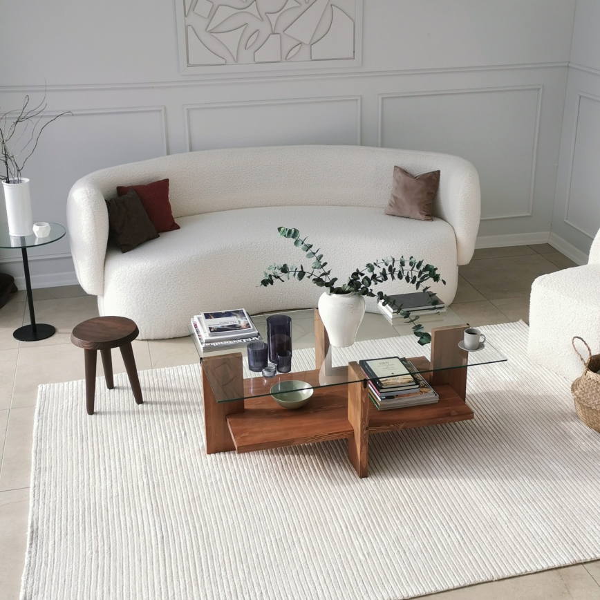 Konferenční stolek BABYLON 105x60 cm hnědá/čirá