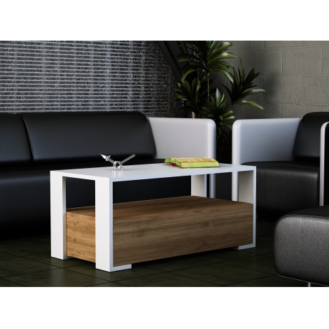 Konferenční stolek BALINA 40x90 cm bílá/hnědá