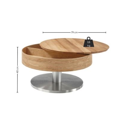 Konferenční stolek BLOCK pr. 79 cm dub/stříbrná
