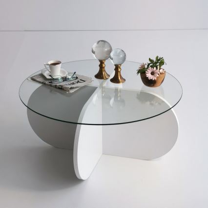 Konferenční stolek BUBBLE 75 cm bílá/čirá