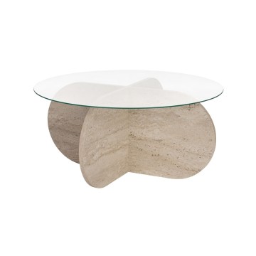 Konferenční stolek BUBBLE pr. 75 cm béžová/čirá