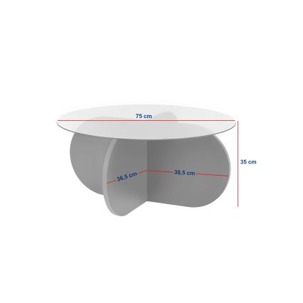 Konferenční stolek BUBBLE pr. 75 cm travertin/čirá