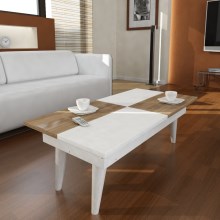 Konferenční stolek CASTRUM 30x90 cm bílá/hnědá