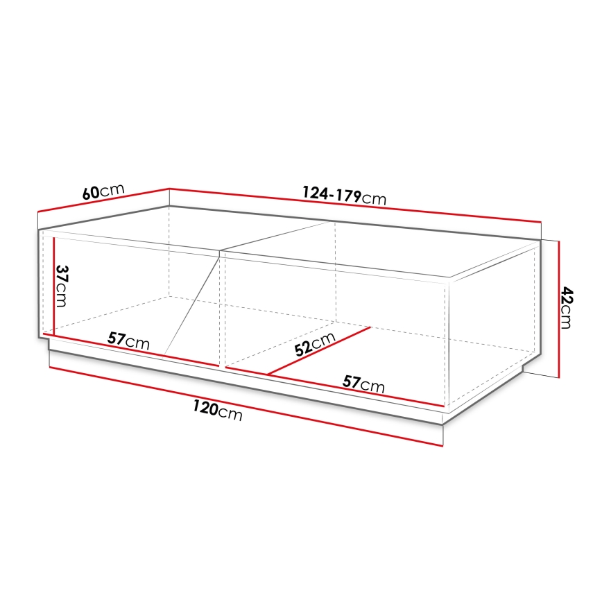 Konferenční stolek CEELIAS 42x124 cm antracit/dub wotan