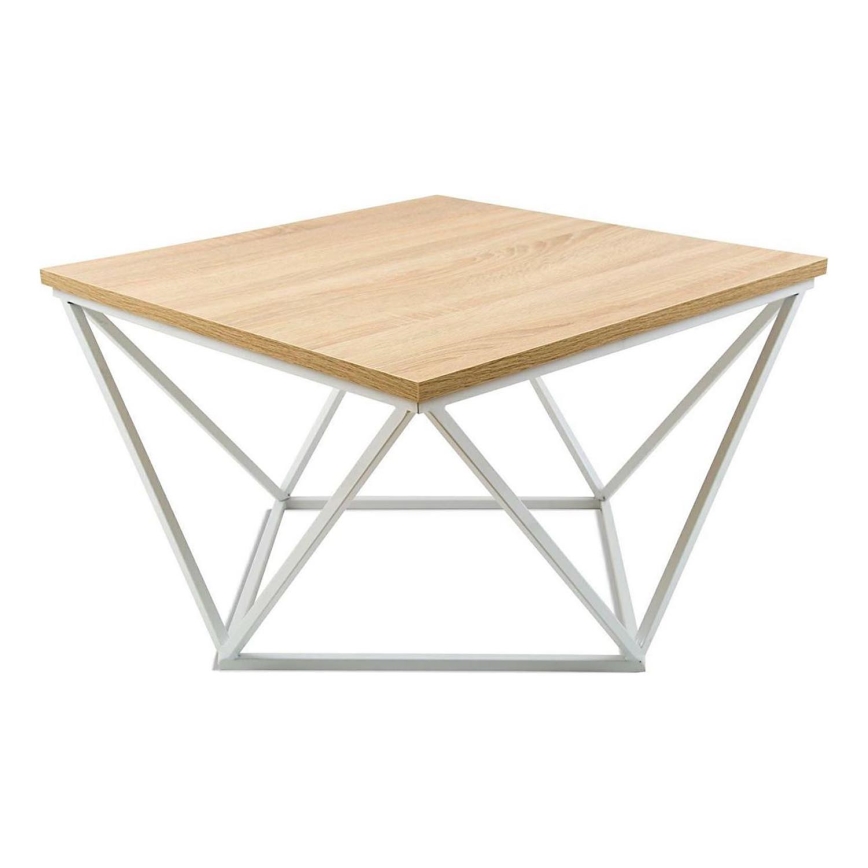 Konferenční stolek CURVED 60x60 cm bílá/béžová