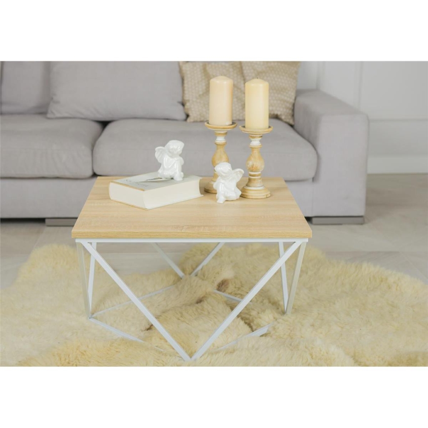 Konferenční stolek CURVED 60x60 cm bílá/béžová