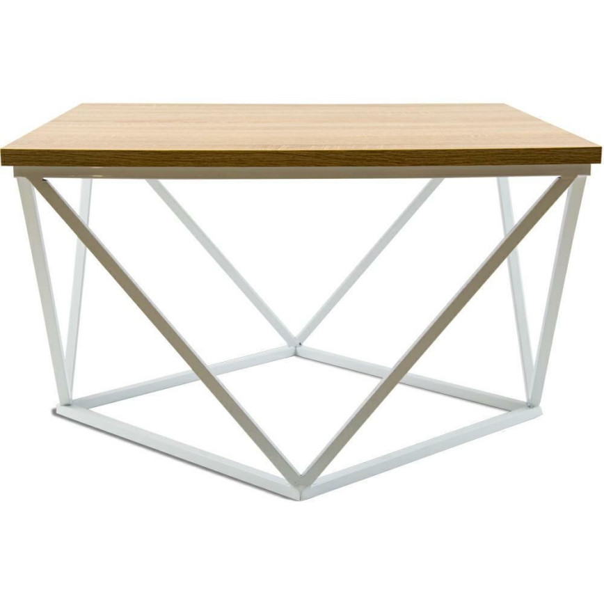 Konferenční stolek CURVED 60x60 cm bílá/béžová
