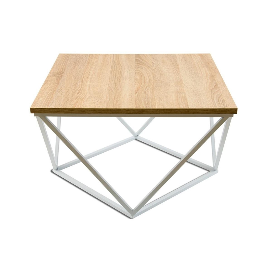 Konferenční stolek CURVED 60x60 cm bílá/béžová