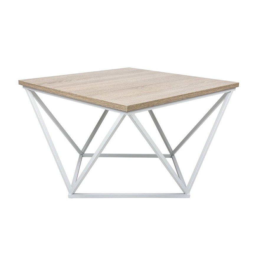 Konferenční stolek CURVED 62x62 cm bílá/hnědá