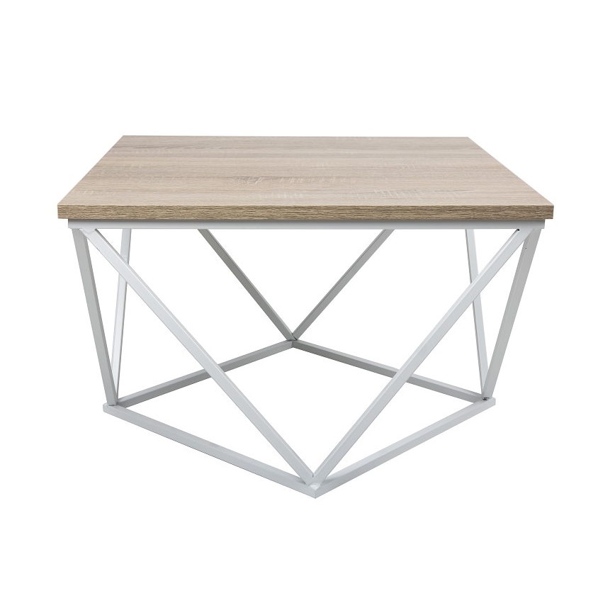 Konferenční stolek CURVED 62x62 cm bílá/hnědá