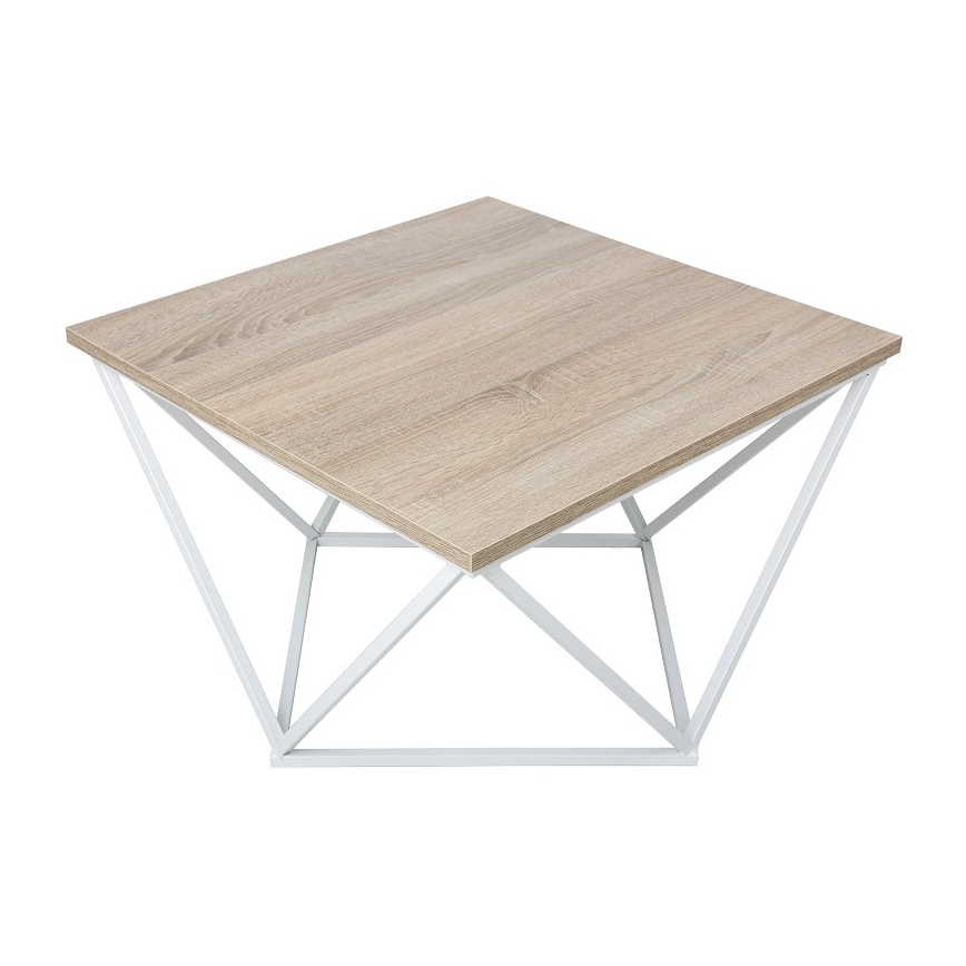 Konferenční stolek CURVED 62x62 cm bílá/hnědá