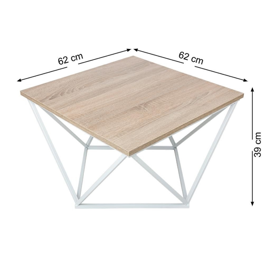 Konferenční stolek CURVED 62x62 cm bílá/hnědá